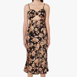 Petal & Pup Saga Cut Out Midi Dress - Black Floral